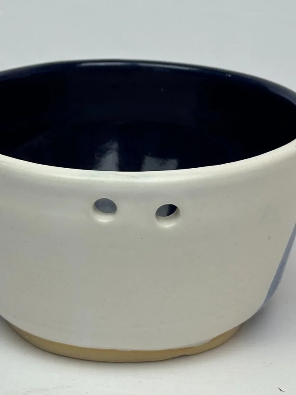 🫐 Set of 2 Amber Odom Handmade Ceramic Berry Bowls Pottery Colanders Blue Ridge